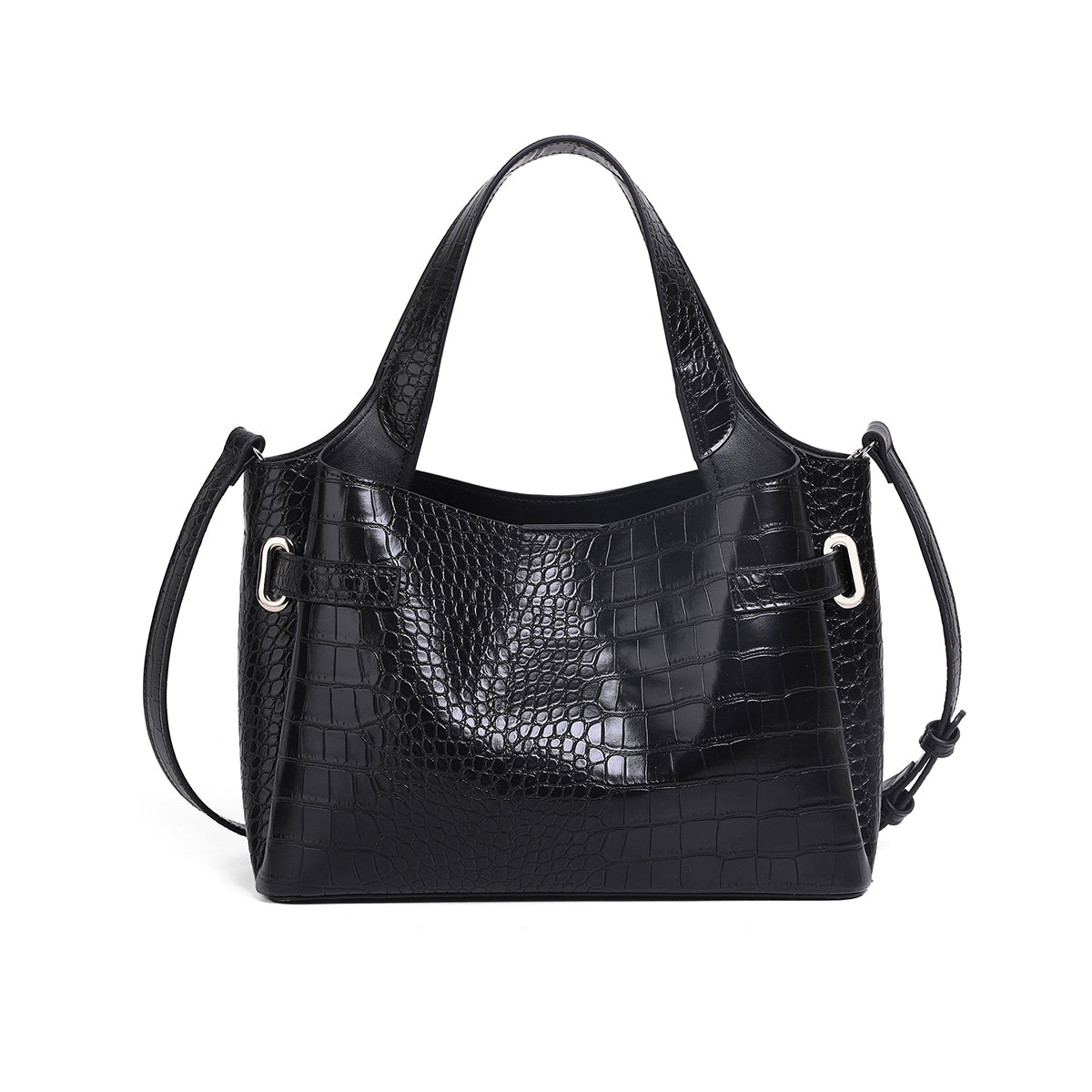 854000 Veske GINNY liten shopper med frontspenne  - svart croco