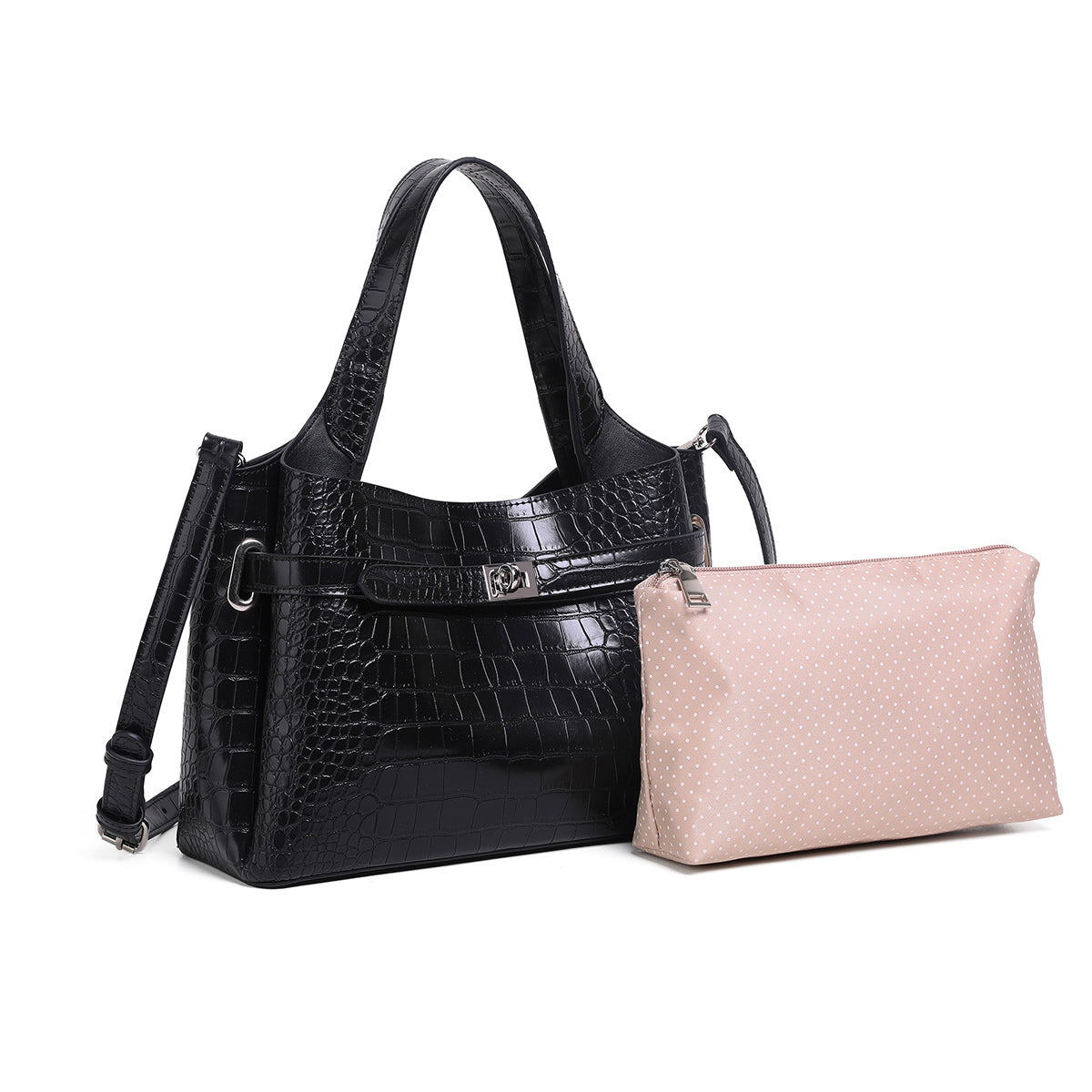 854000 Veske GINNY liten shopper med frontspenne  - svart croco