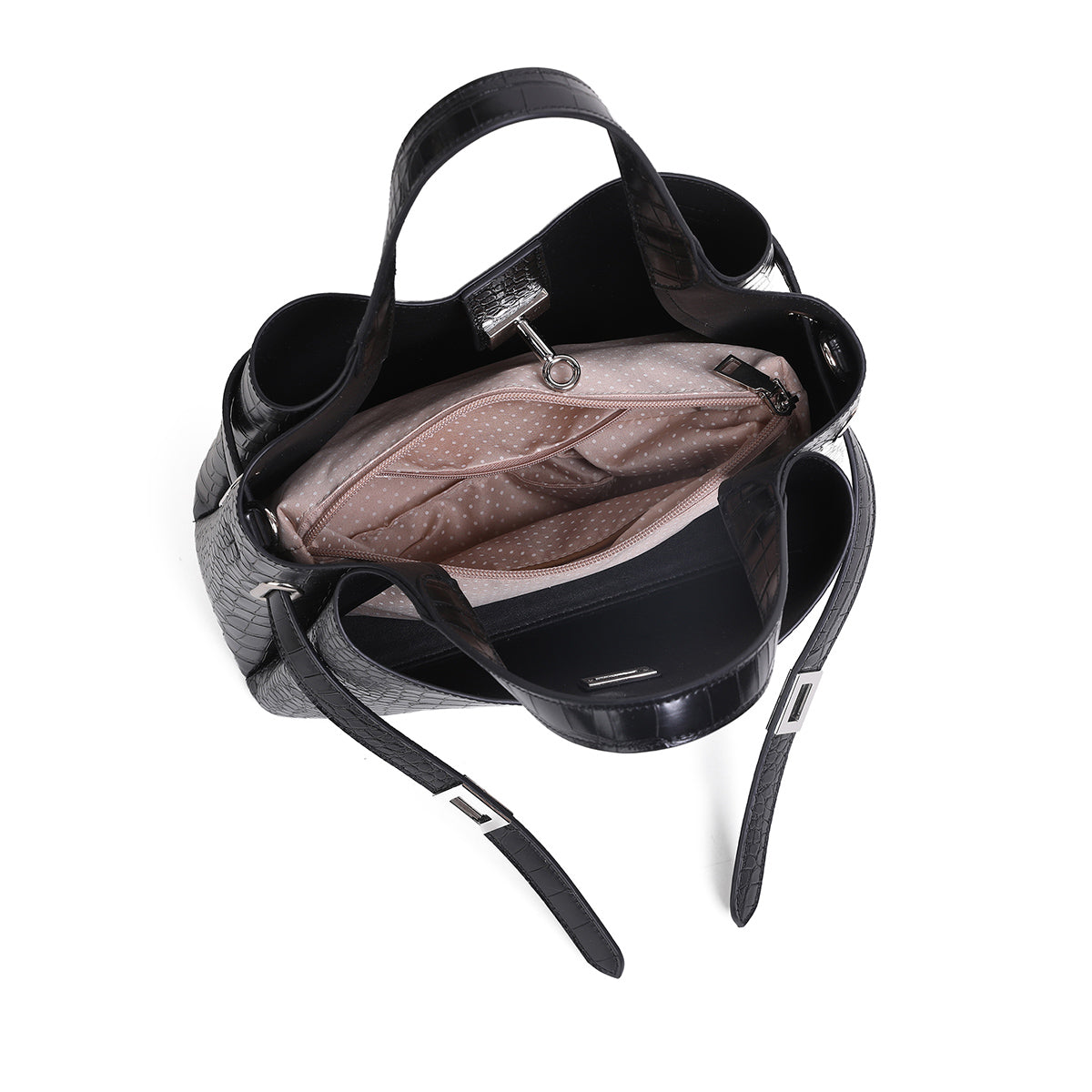 854000 Veske GINNY liten shopper med frontspenne  - svart croco