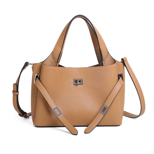 854015 Veske GINNY liten shopper med frontspenne  - camel