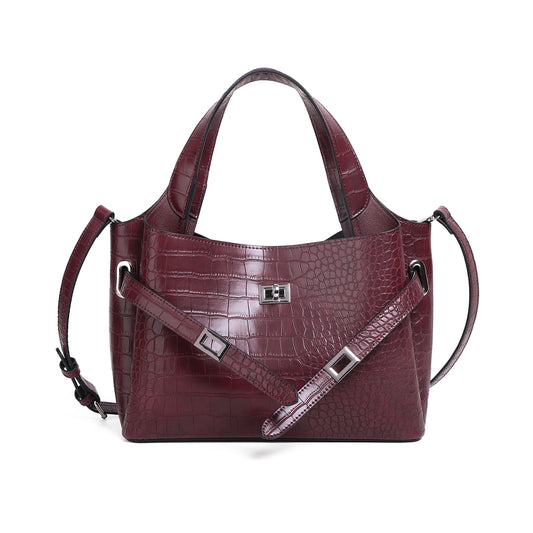 854021 Veske GINNY liten shopper med frontspenne  - bordeaux croco