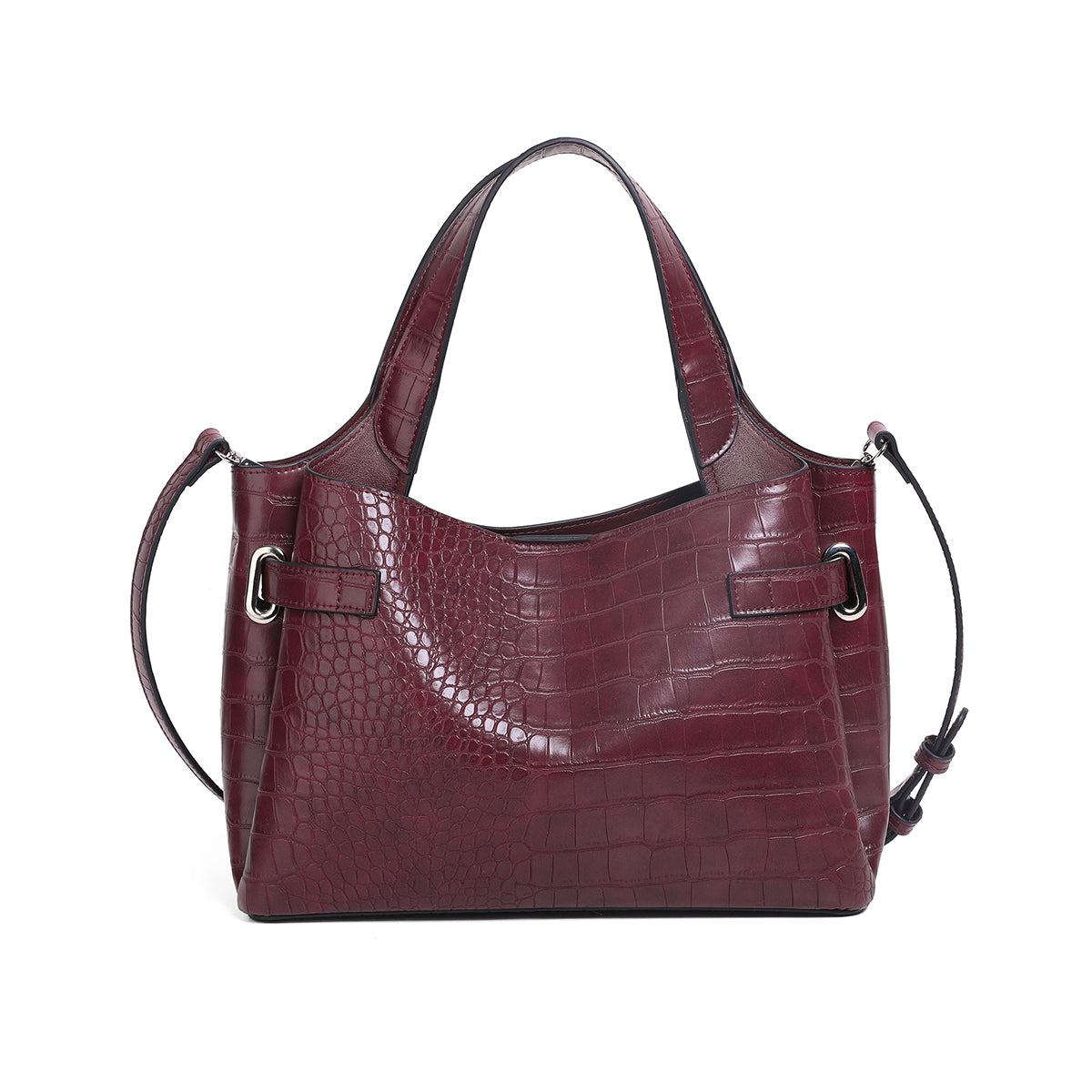 854021 Veske GINNY liten shopper med frontspenne  - burgunder croco