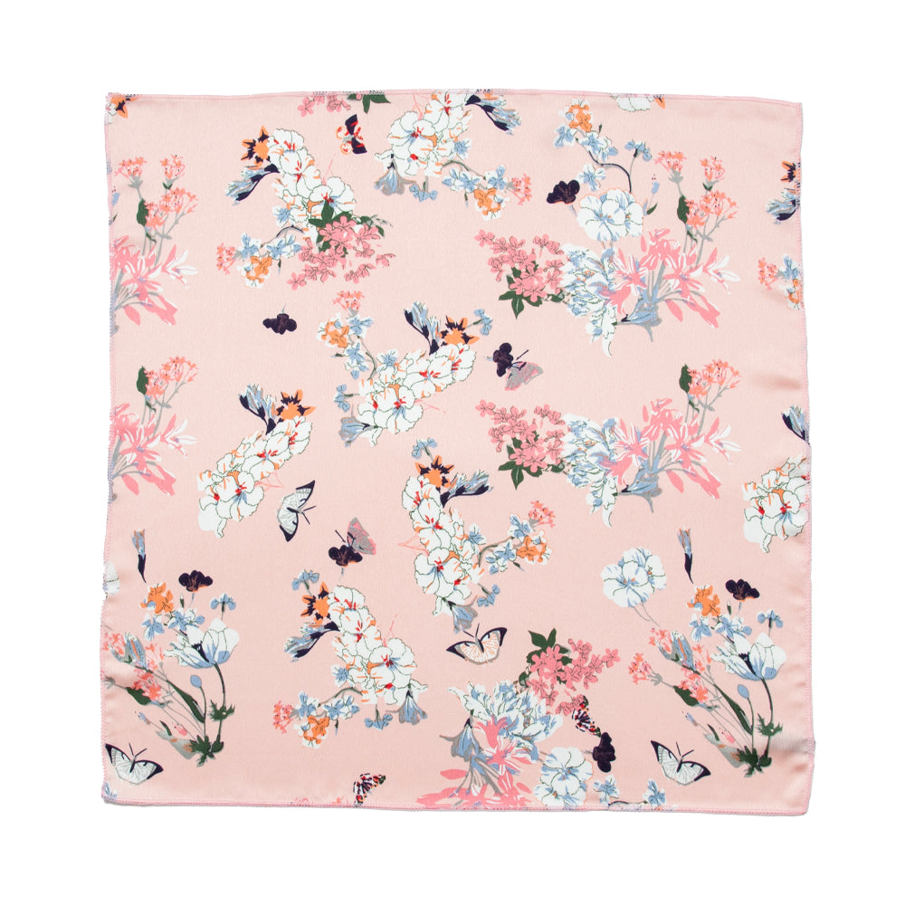 851136  Skjerf, Lite skjerf 50x50 cm blomsterprint - lys rosa