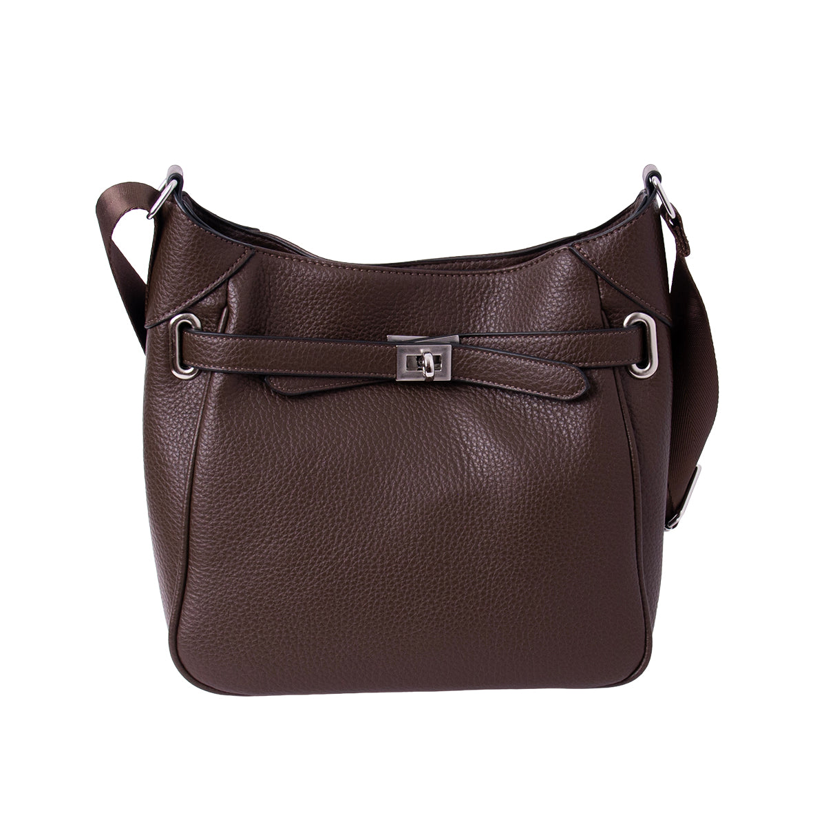 853912 Veske GRY Crossbag med frontspenne  - mørk brun