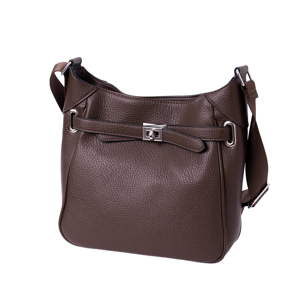 853912 Veske GRY Crossbag med frontspenne  - mørk brun