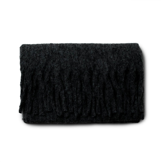 855201 Fluffy skjerf med ull, ensfarget  - svart