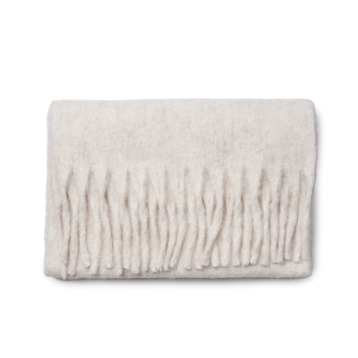 855203 Fluffy skjerf med ull, ensfarget  - lys beige