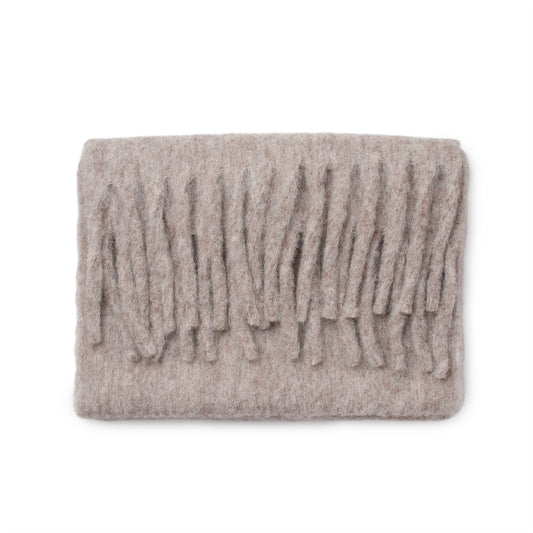 855205 Fluffy skjerf med ull, ensfarget  - beige