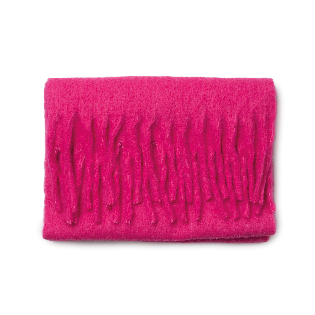 855232 Fluffy skjerf med ull, ensfarget  - rosa
