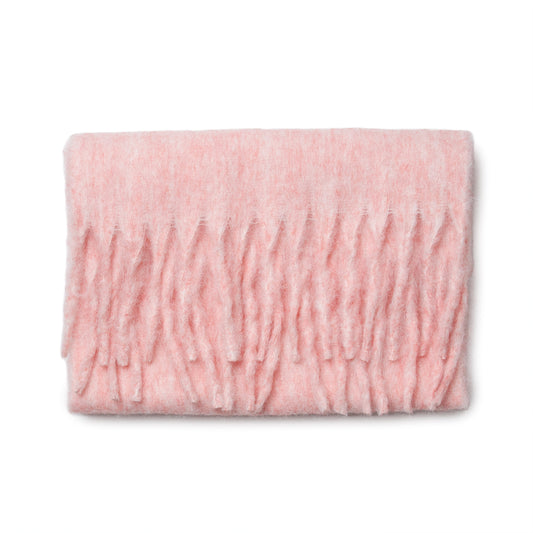 855236 Fluffy skjerf med ull, ensfarget  - lys rosa