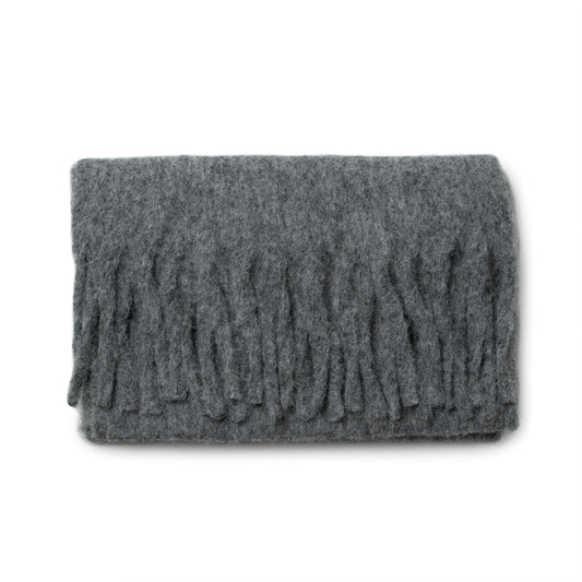 855201 Fluffy skjerf med ull, ensfarget  - svart