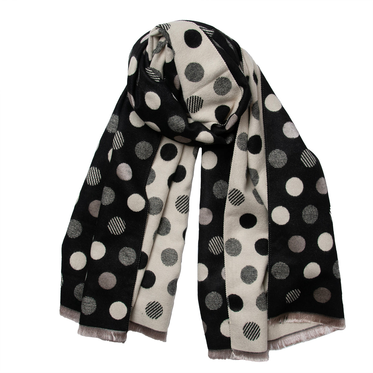 855601 Skjerf, Prikket jaquerd vevet skjerf - svart