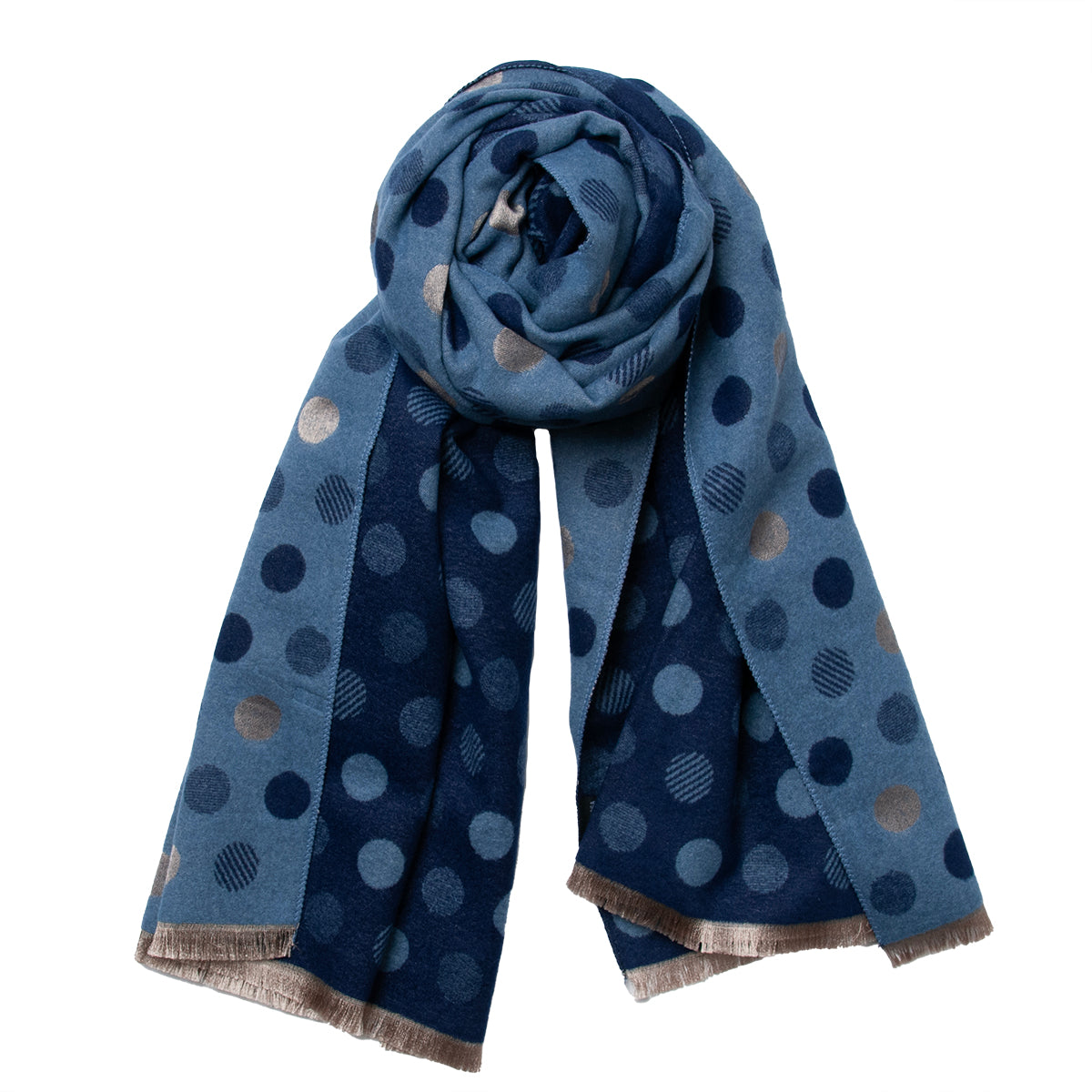 855641 Skjerf, Prikket jaquerd vevet skjerf - marine