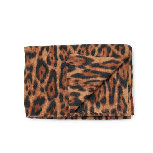 856415 Skjerf, Stort leopardprintet skjerf - cognac