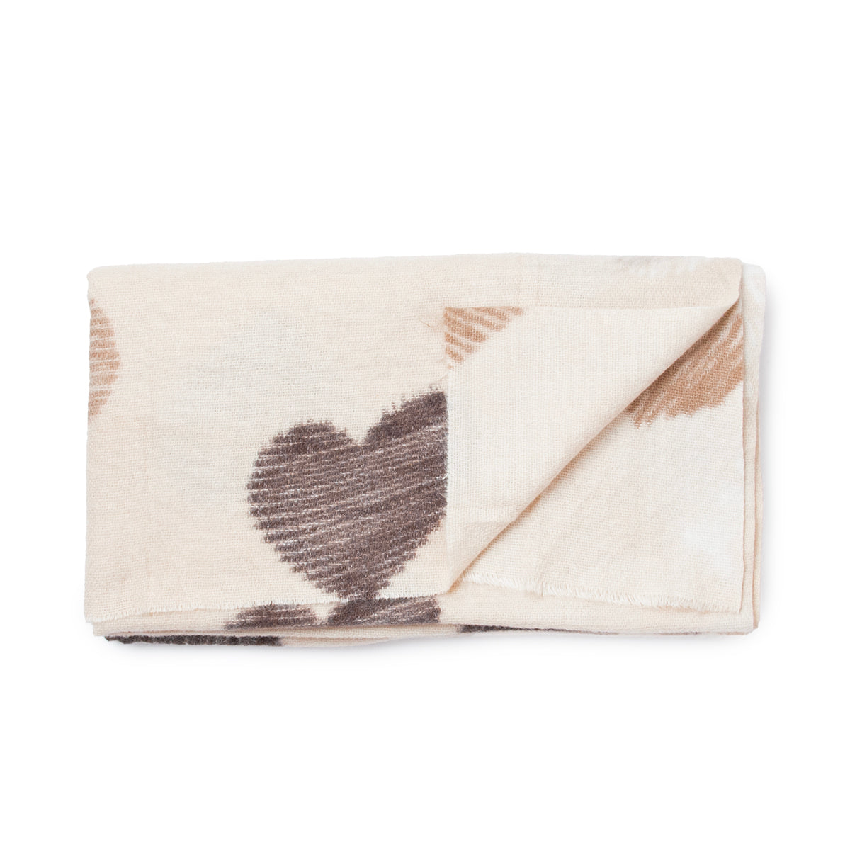 856905 Skjerf, Stort hjerteprintet skjerf - beige