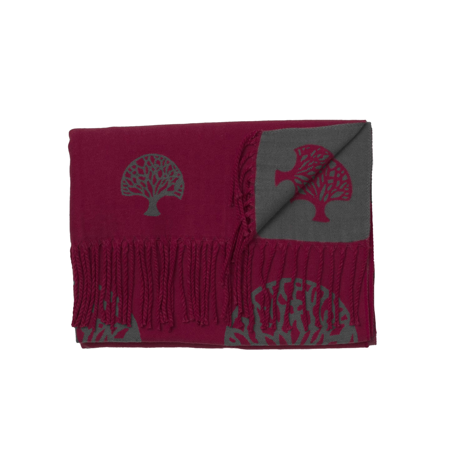 858921 Skjerf, Visdomstreet printet skjerf, burgunder