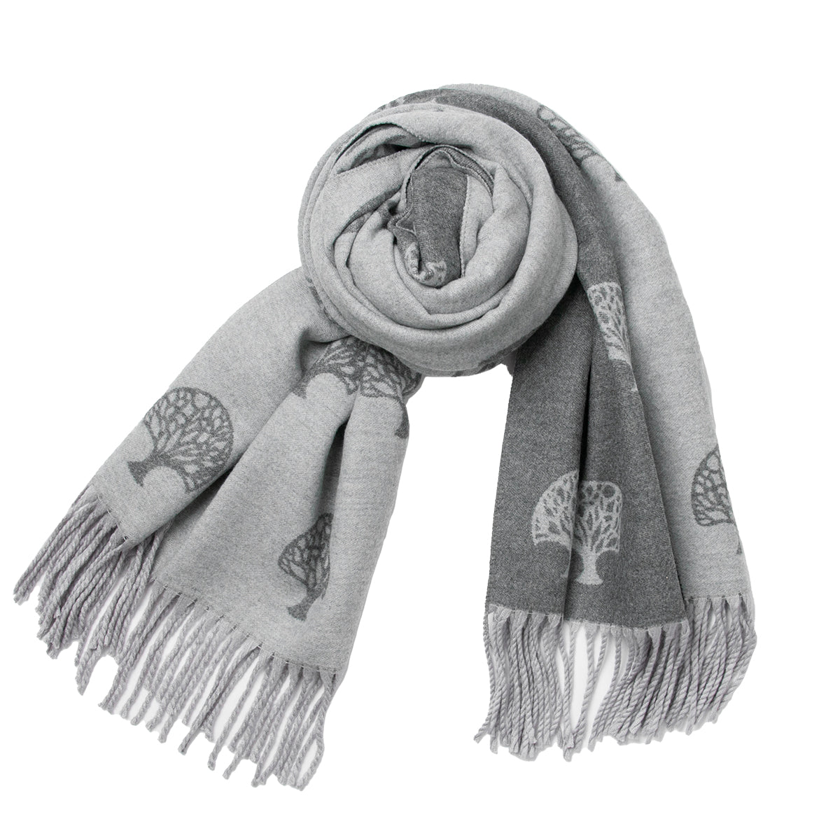 858986 Skjerf, Visdomstreet printet skjerf, grå