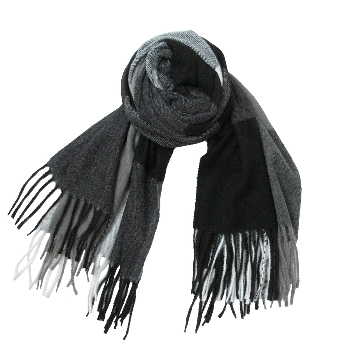 859001 Skjerf, Stort rutet skjerf - svart