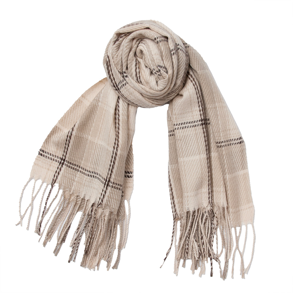 859105 Skjerf, Multiprintet skjerf duse farger - beige