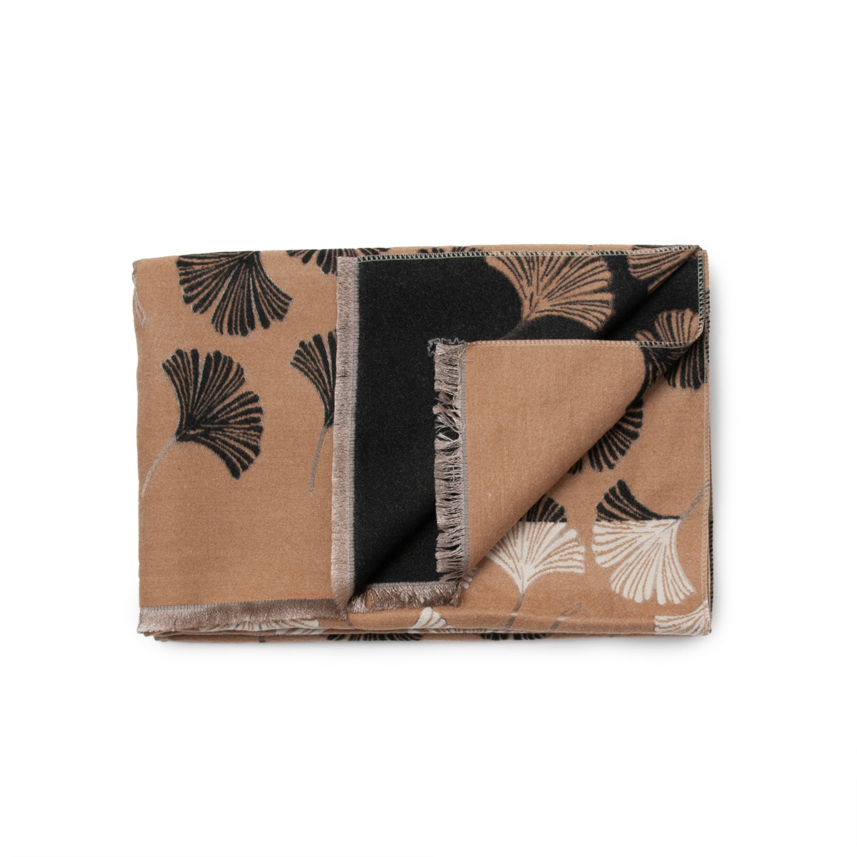 859301 Skjerf, Vifteprintet skjerf - svart