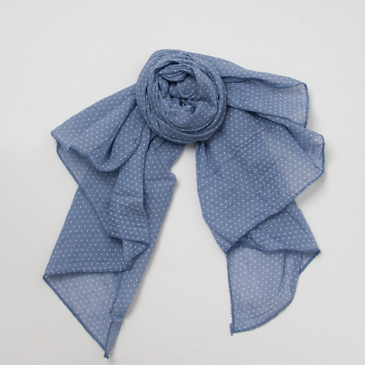 860146 Skjerf bomull/silk - Dot print, jeansblå