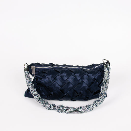 861241 Vesker, PARTY flettet bag satin  - marine