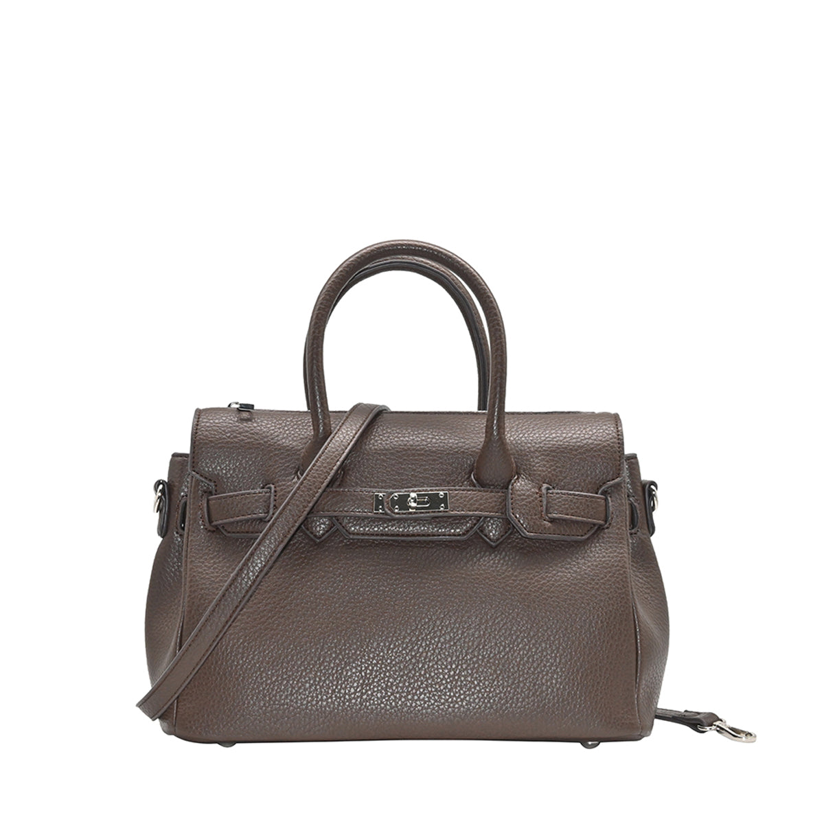 862711 Vesker, HAVANNA Liten shopper med frontspenne - brun