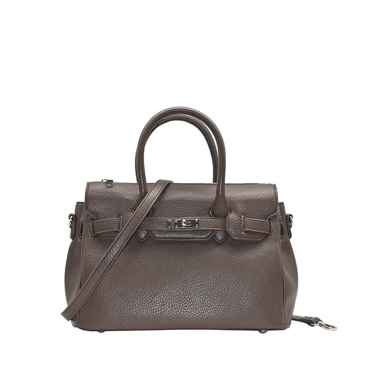 862711 Vesker, HAVANNA Liten shopper med frontspenne - brun