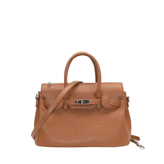 862715 Vesker, HAVANNA Liten shopper med frontspenne - cognac