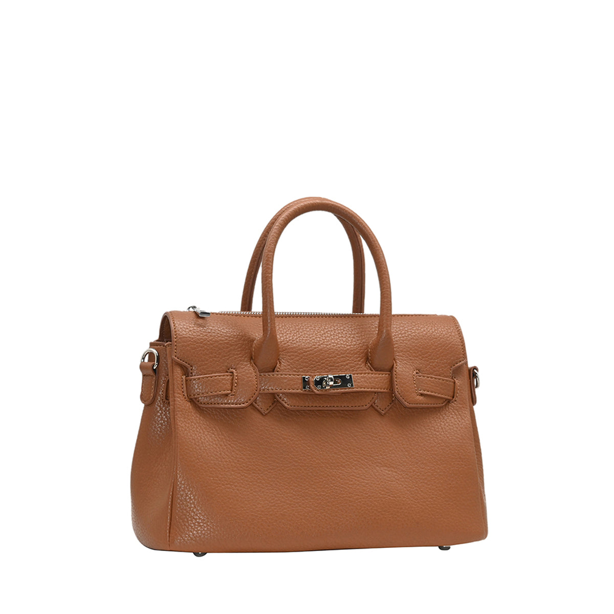 862715 Vesker, HAVANNA Liten shopper med frontspenne - cognac