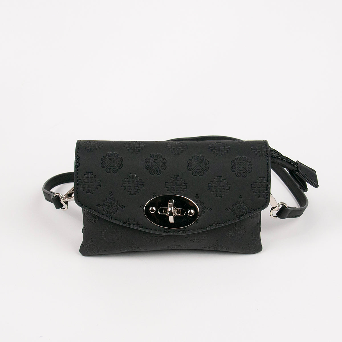 862901 Vesker, DANIELLE clutch med preget mønster - svart
