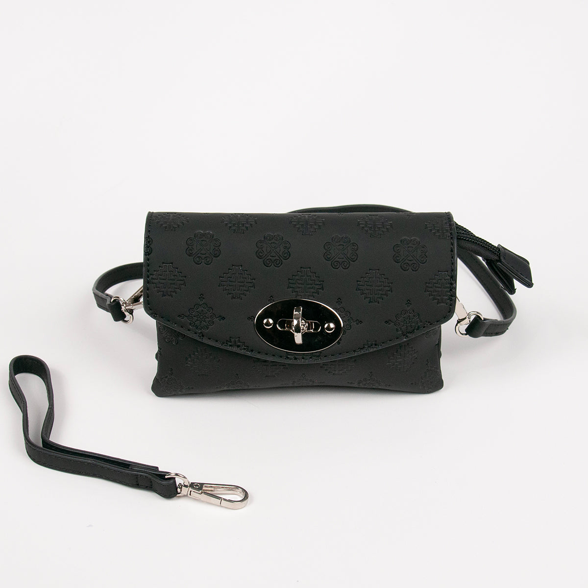 862901 Vesker, DANIELLE clutch med preget mønster - svart
