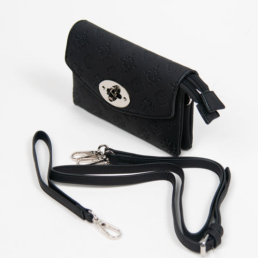 862901 Vesker, DANIELLA clutch med preget mønster - svart