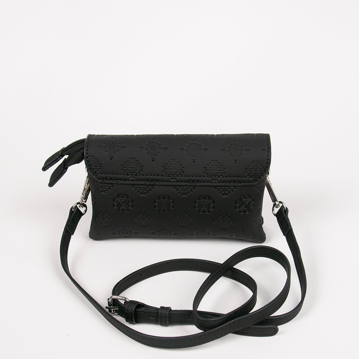 862901 Vesker, DANIELLE clutch med preget mønster - svart