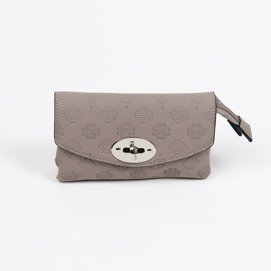 862905 Vesker, DANIELLA clutch med preget mønster - beige