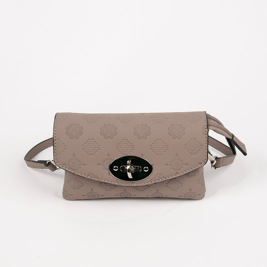 862905 Vesker, DANIELLE clutch med preget mønster - beige