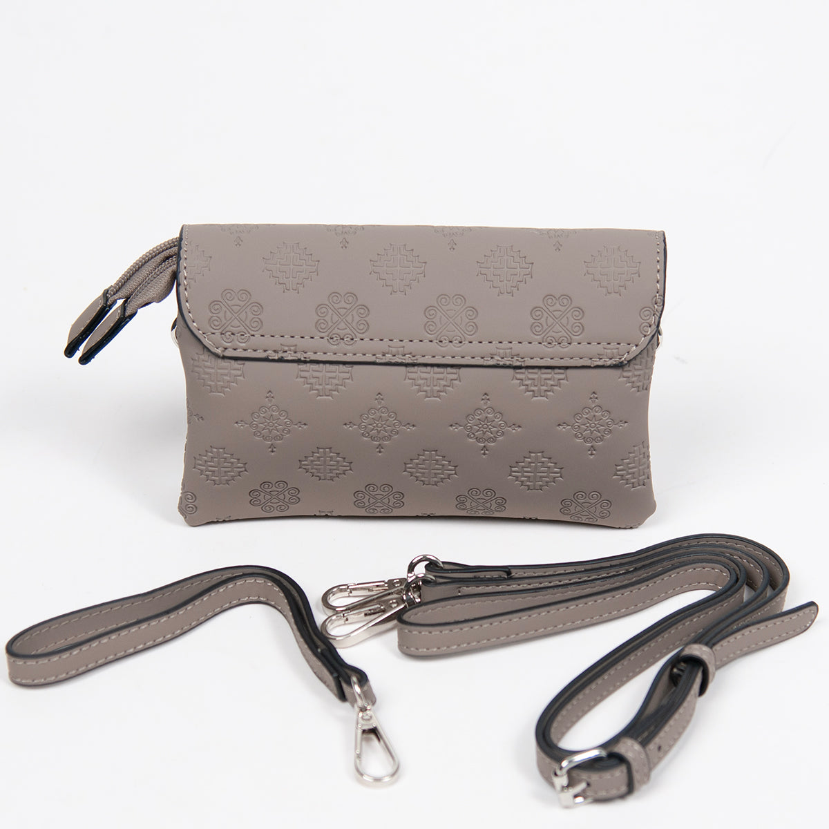 862905 Vesker, DANIELLA clutch med preget mønster - beige