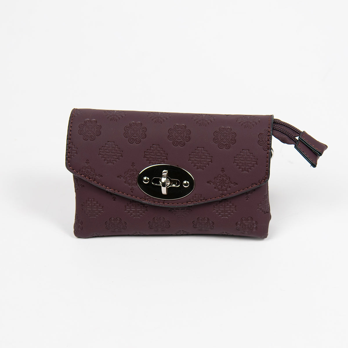 862921 Vesker, DANIELLA clutch med preget mønster - burgunder
