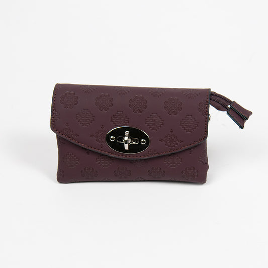 862921 Vesker, DANIELLA clutch med preget mønster - burgunder