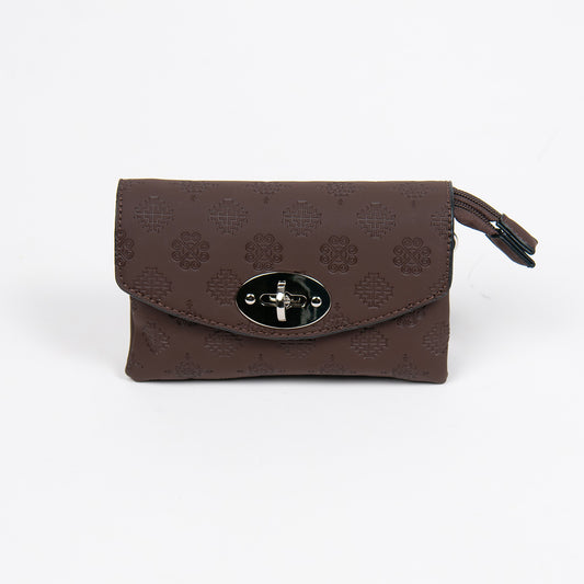 862911 Vesker, DANIELLA clutch med preget mønster - mørk brun