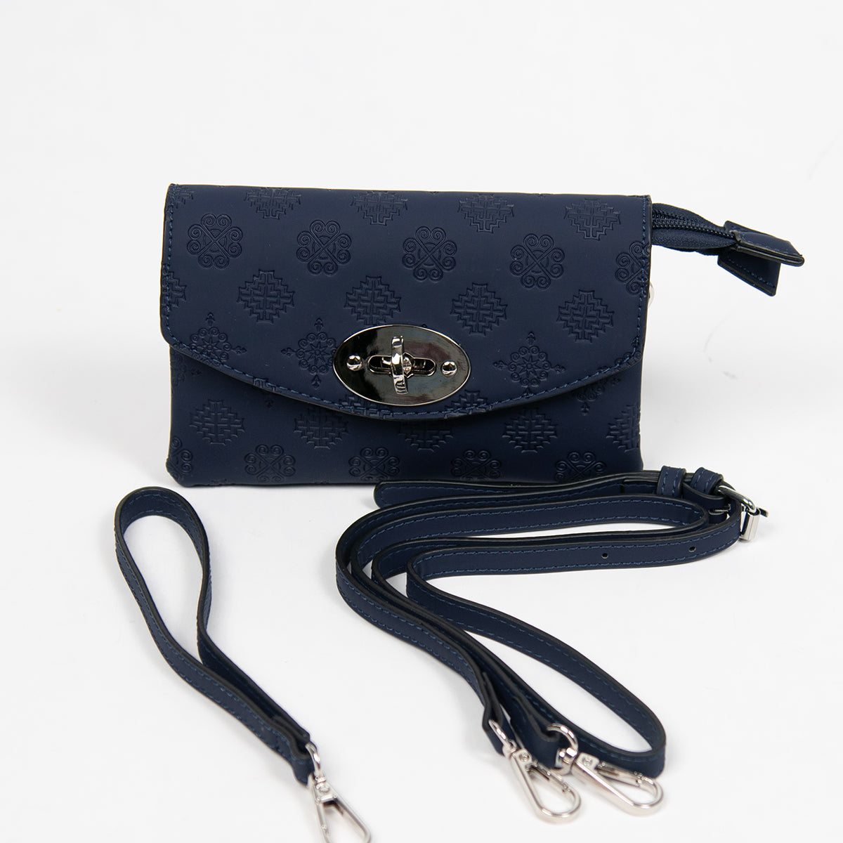 862941 Vesker, DANIELLA clutch med preget mønster - marine