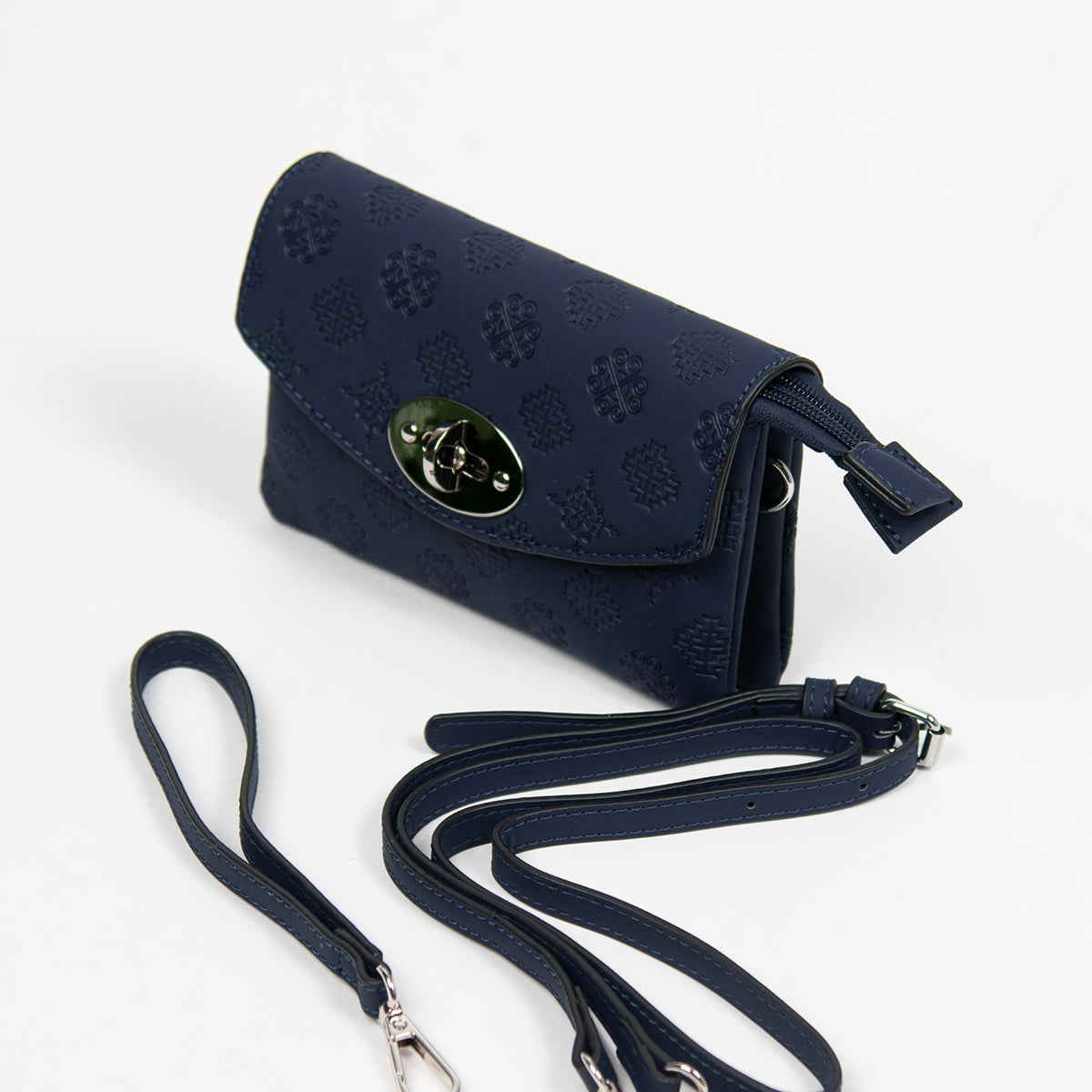 862941 Vesker, DANIELLA clutch med preget mønster - marine
