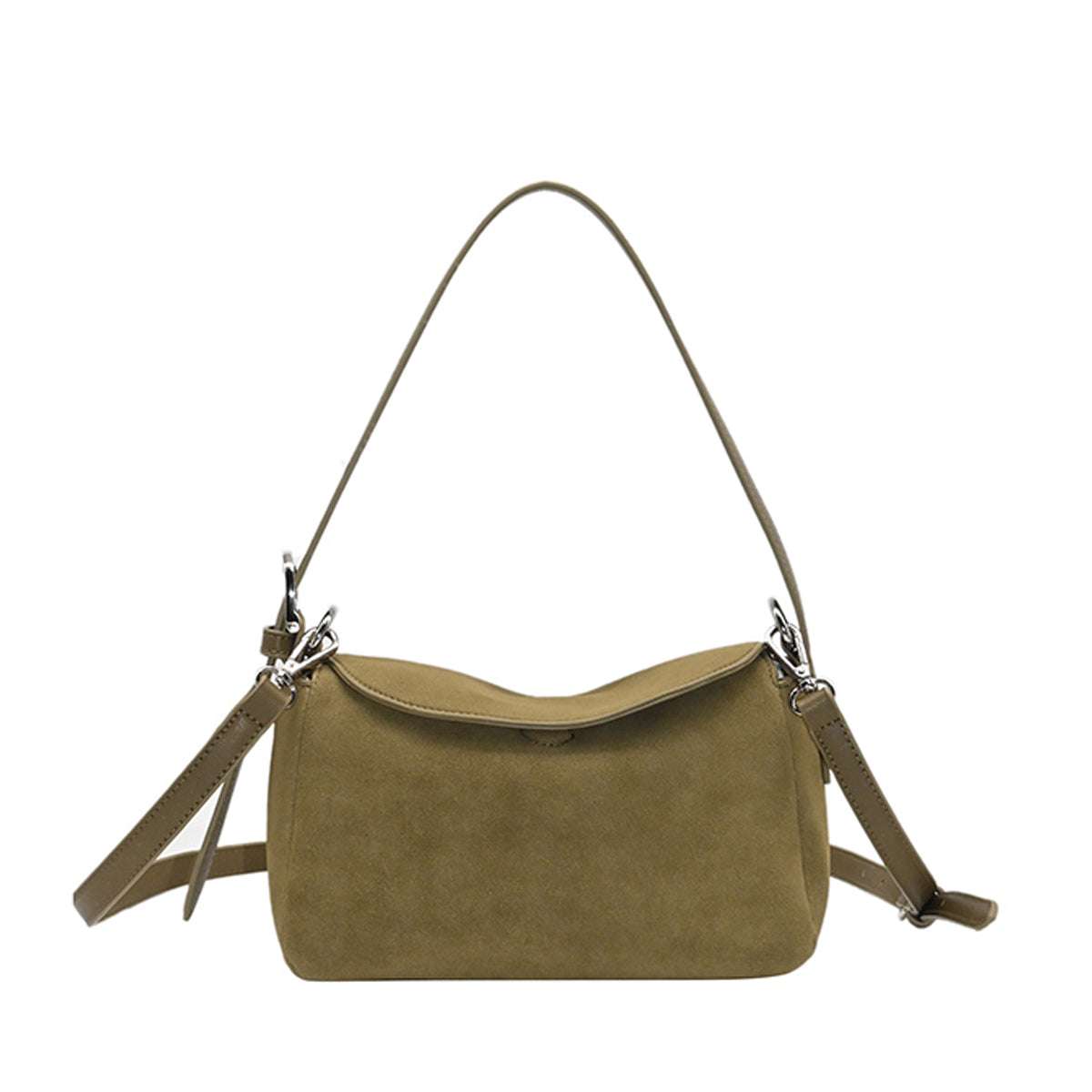 863150 Vesker, HENNY Liten bag semsket look - olivengrønn