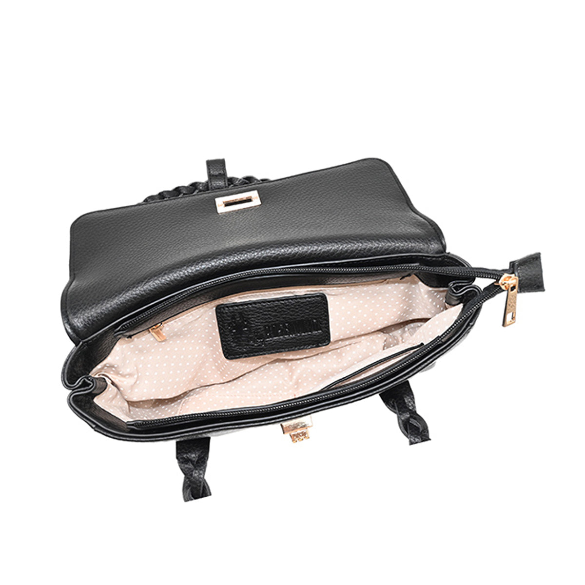 863301 Vesker, HOLLY Lav shopper med flette skulderrem - svart