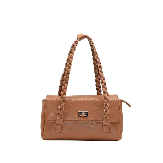 863315 Vesker, HOLLY Lav shopper med flette skulderrem - cognac