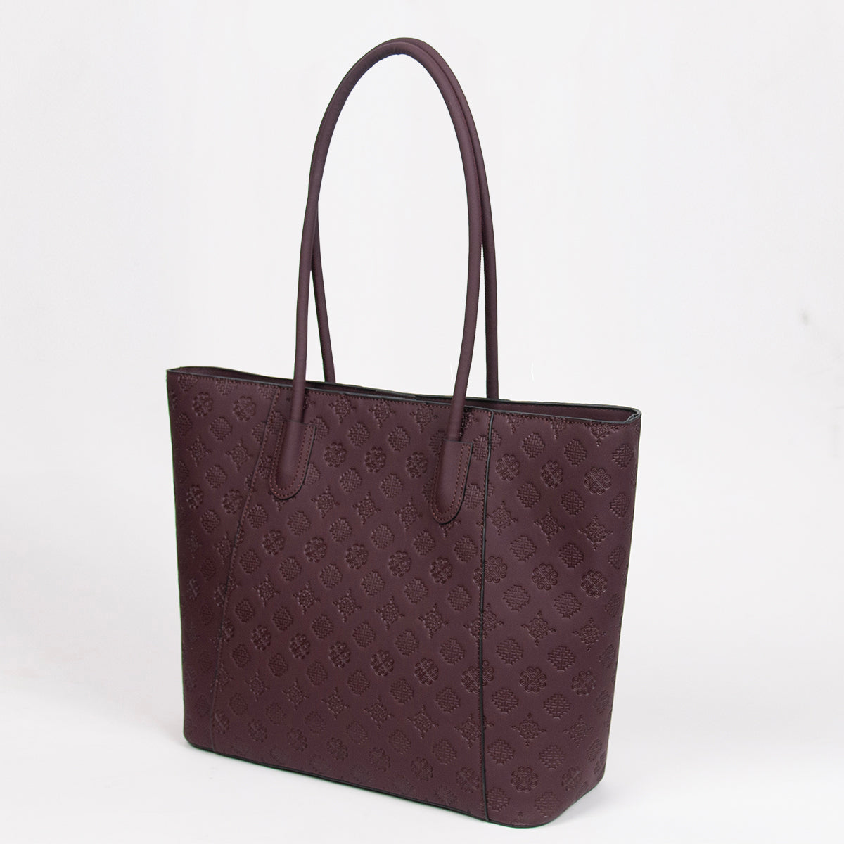 863821 Vesker, HENRIETTE Shopper med preget mønster - burgunder