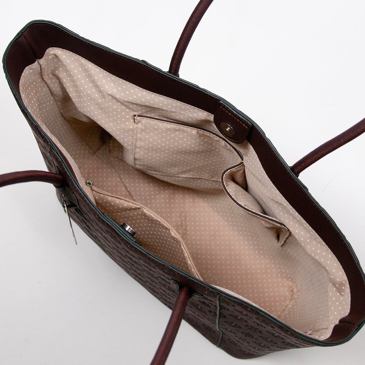 863821 Vesker, HENRIETTE Shopper med preget mønster - burgunder