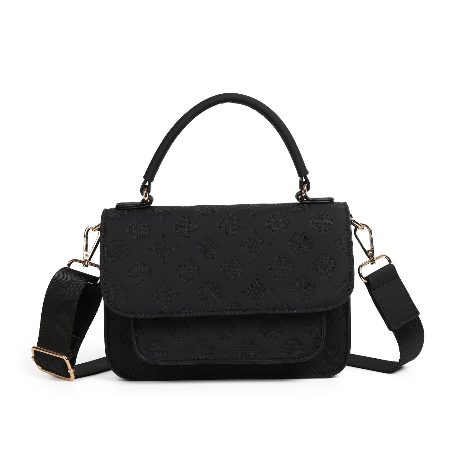 863901 Vesker, HILLEVI Clutch med preget mønster - svart