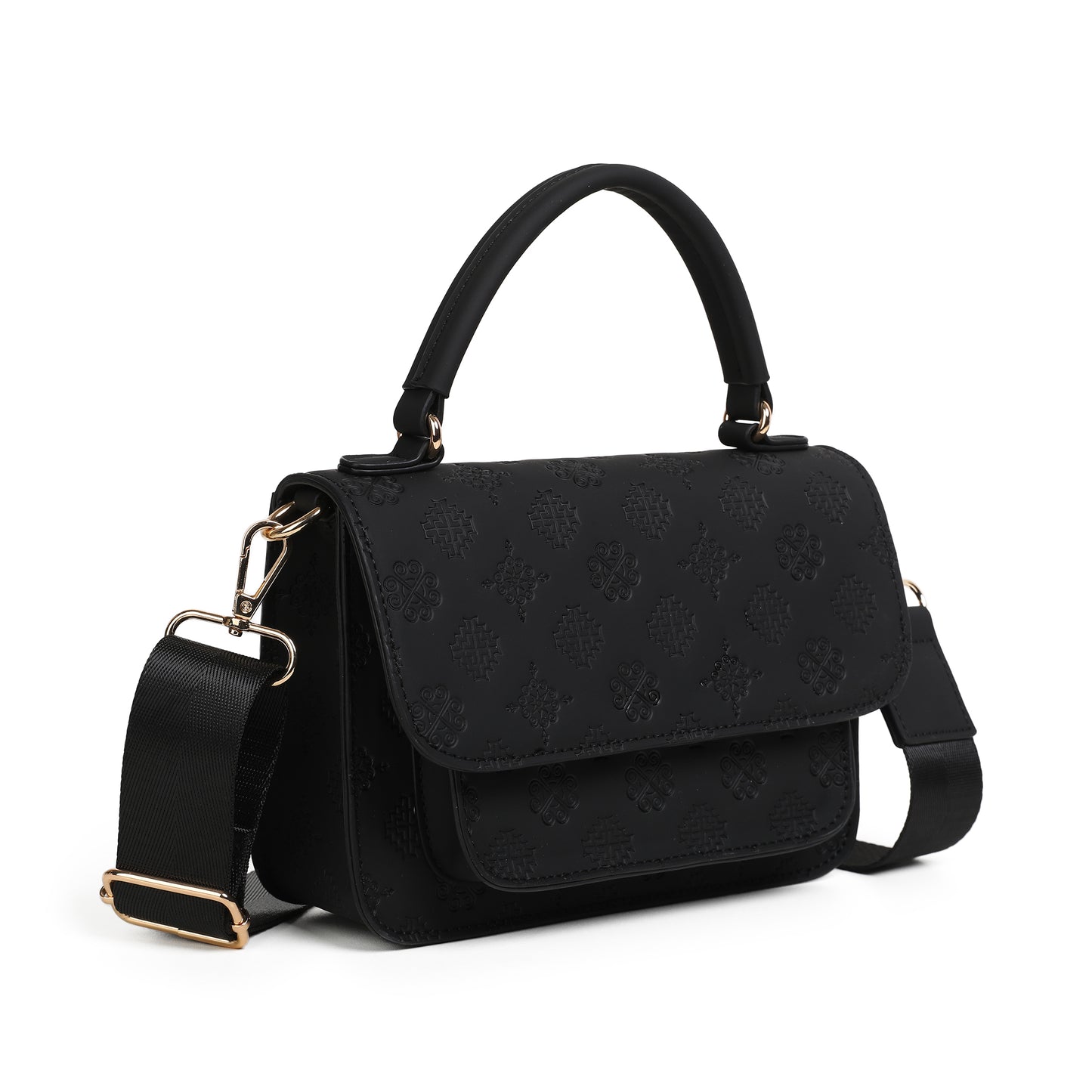 863901 Vesker, HILLEVI Clutch med preget mønster - svart