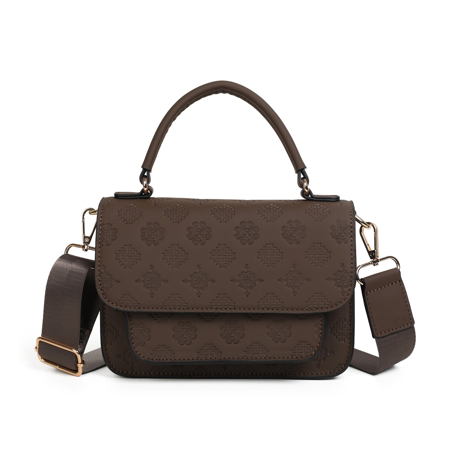 863911 Vesker, HILLEVI Clutch med preget mønster - brun